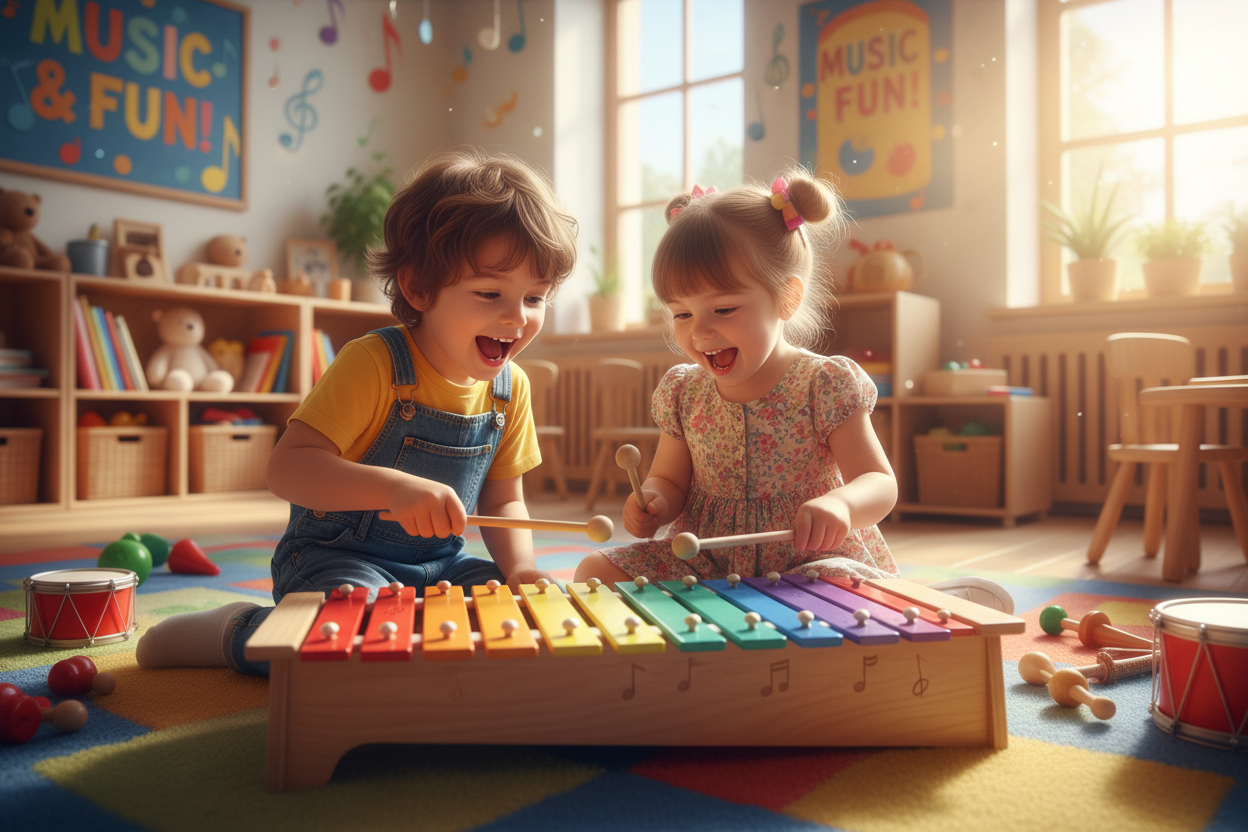 Xylophone Musical en Bois Bébé - Instrument Éveil 12 Mois+