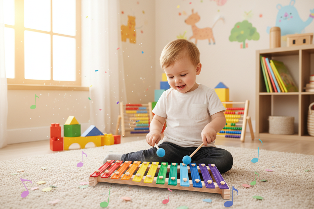 Xylophone Musical en Bois Bébé - Instrument Éveil 12 Mois+