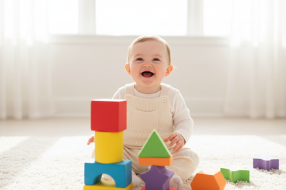 Bébé empilant des blocs en mousse EVA