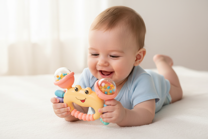 Bébé jouant avec hochet à secouer