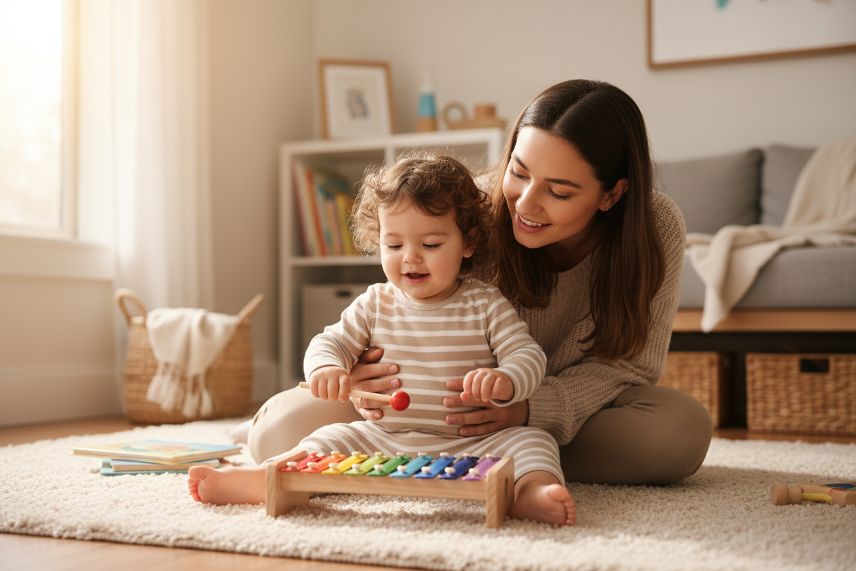 Xylophone Musical en Bois Bébé - Instrument Éveil 12 Mois+